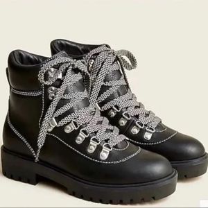 J.Crew Black Leather Nordic Light Weight Hiking Boots NWT